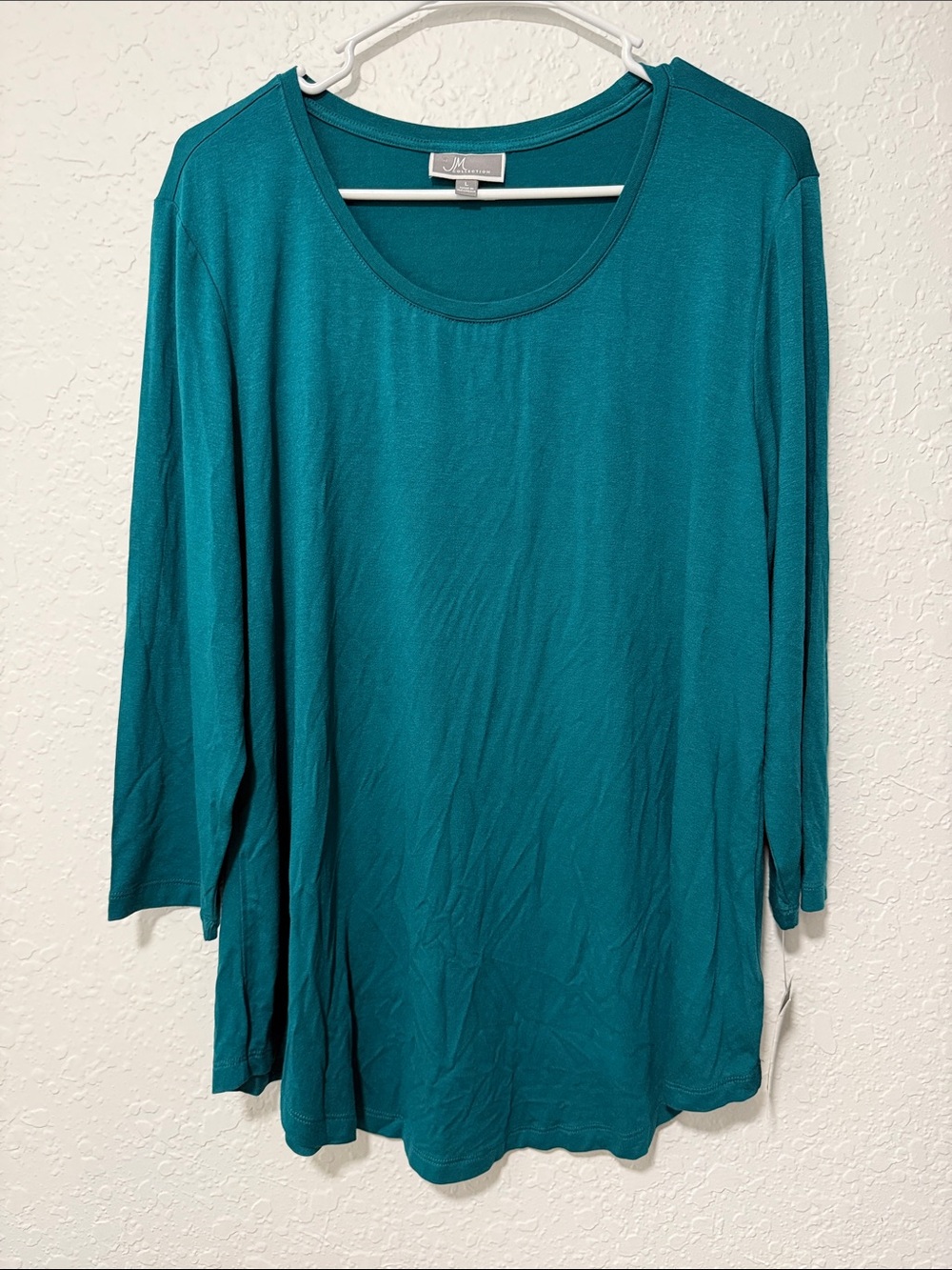 NWT JM Colleftion Teal Long Sleeve Top Size Large